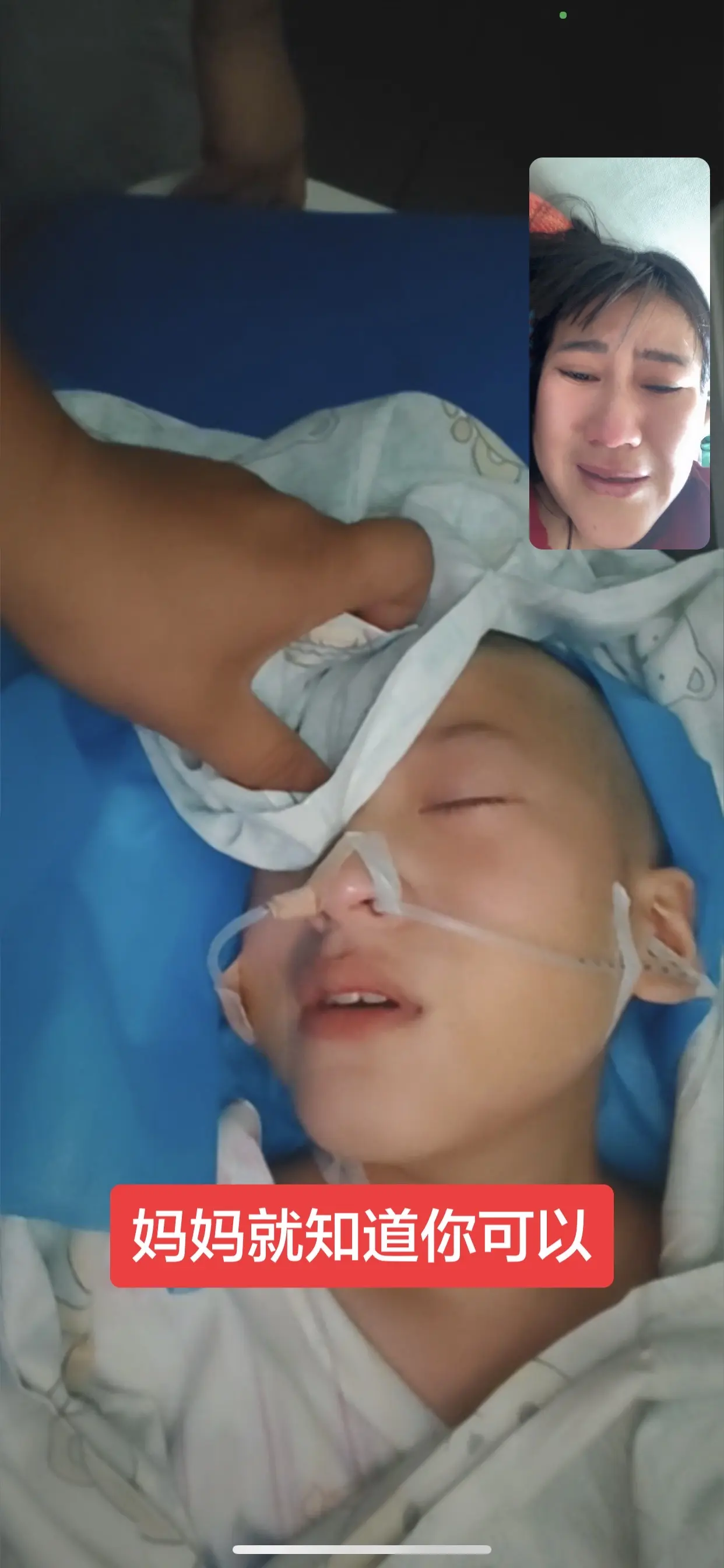 他成功了，，他是最坚强的孩子，救生欲望很强的孩子，目前还不能说话