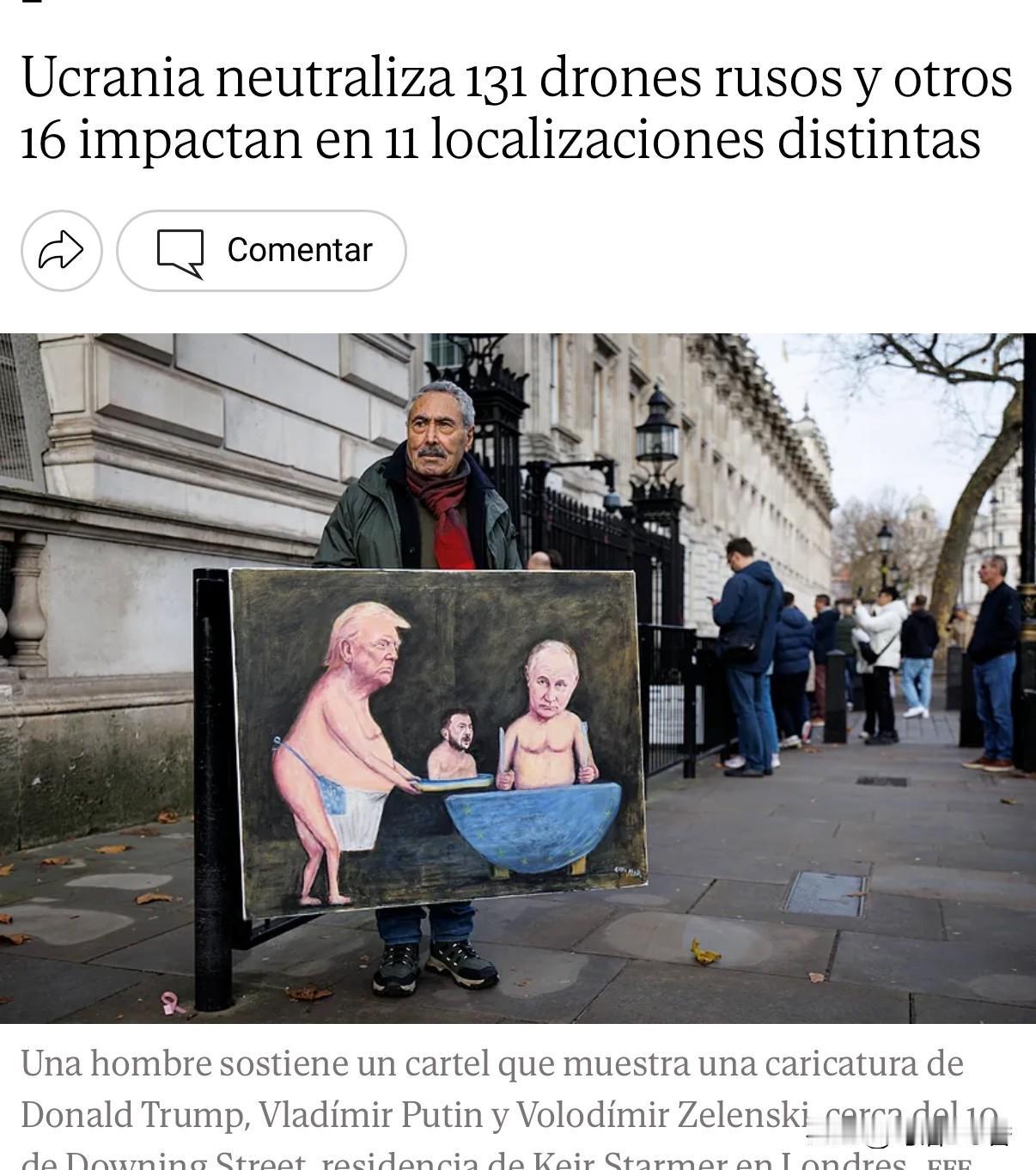 英国人的幽默与立场，被这位站在伦敦唐宁街10号的老者手中的图展现的淋漓尽致。
 