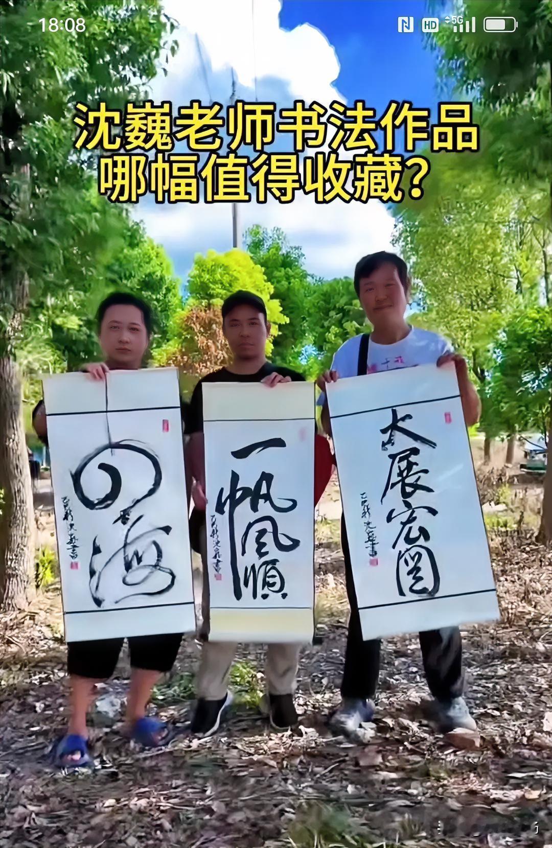 网上有人拍卖沈巍老师的作品，《大展宏图》标价6万8，《一帆风顺》要1万6，经典作