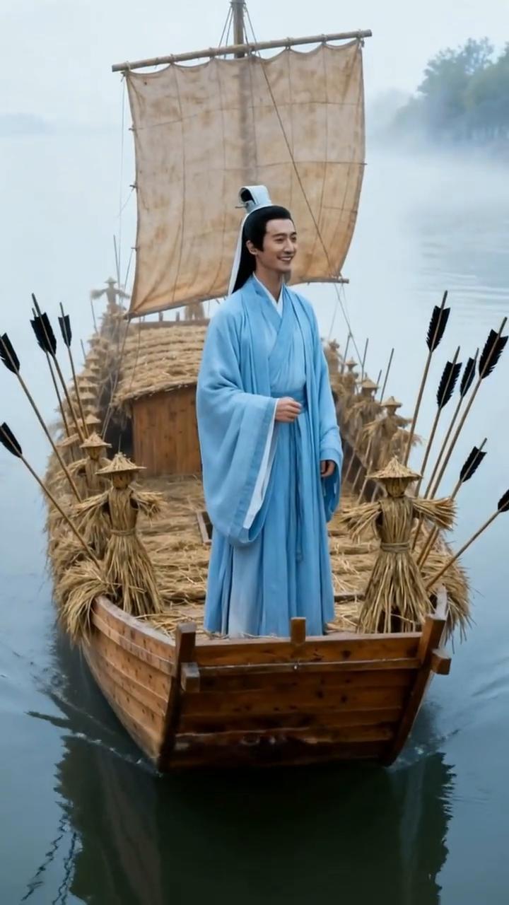 东汉末年，赤壁之战前夕，长江江面被浓雾笼罩，诸葛亮率草船悄然靠近曹营。雾中敌军来