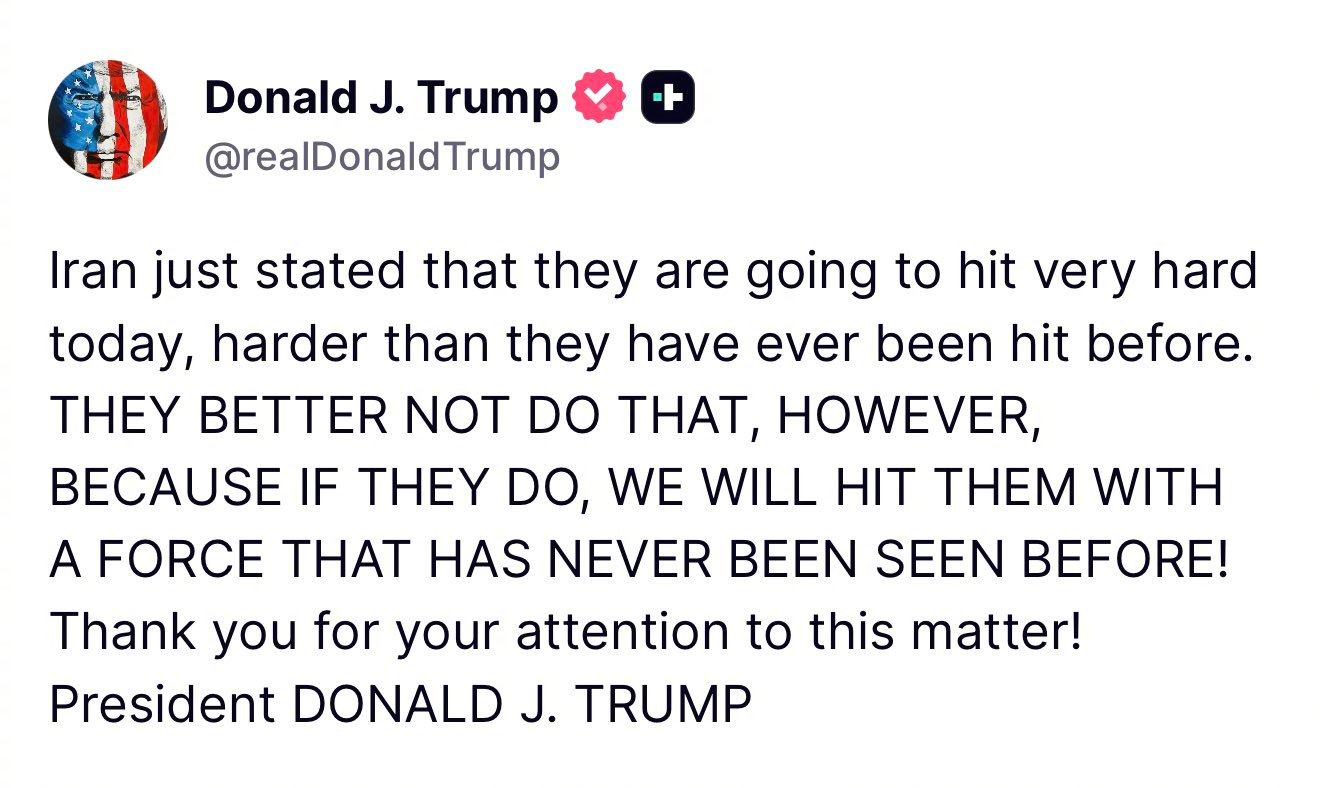 阿川：伊朗刚刚宣称他们今天要发动非常猛烈的打击，比以往任何时候都要猛烈。他们最好
