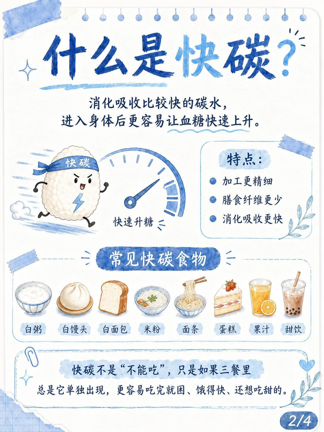 生活Tips｜怎么选碳水，看场景就不会错快碳：运动、低血糖的时候，极速补力气慢碳