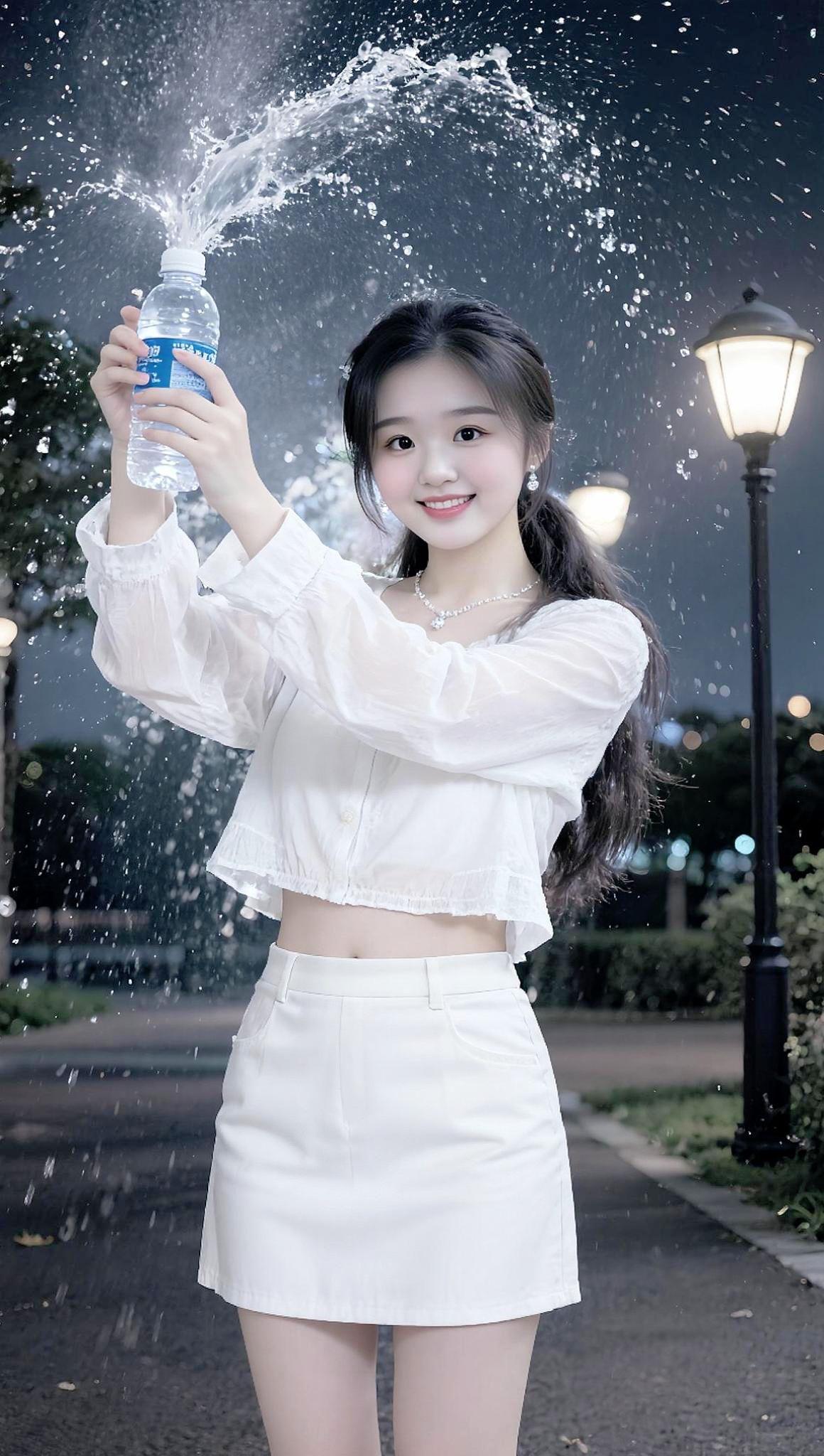 抖音新特效 拍同款谁拍谁美 瓶子洒水特效