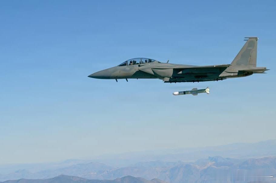 挂载空射型鱼叉进行训练的沙特空军F15SA外军影像兵器影像武器装备