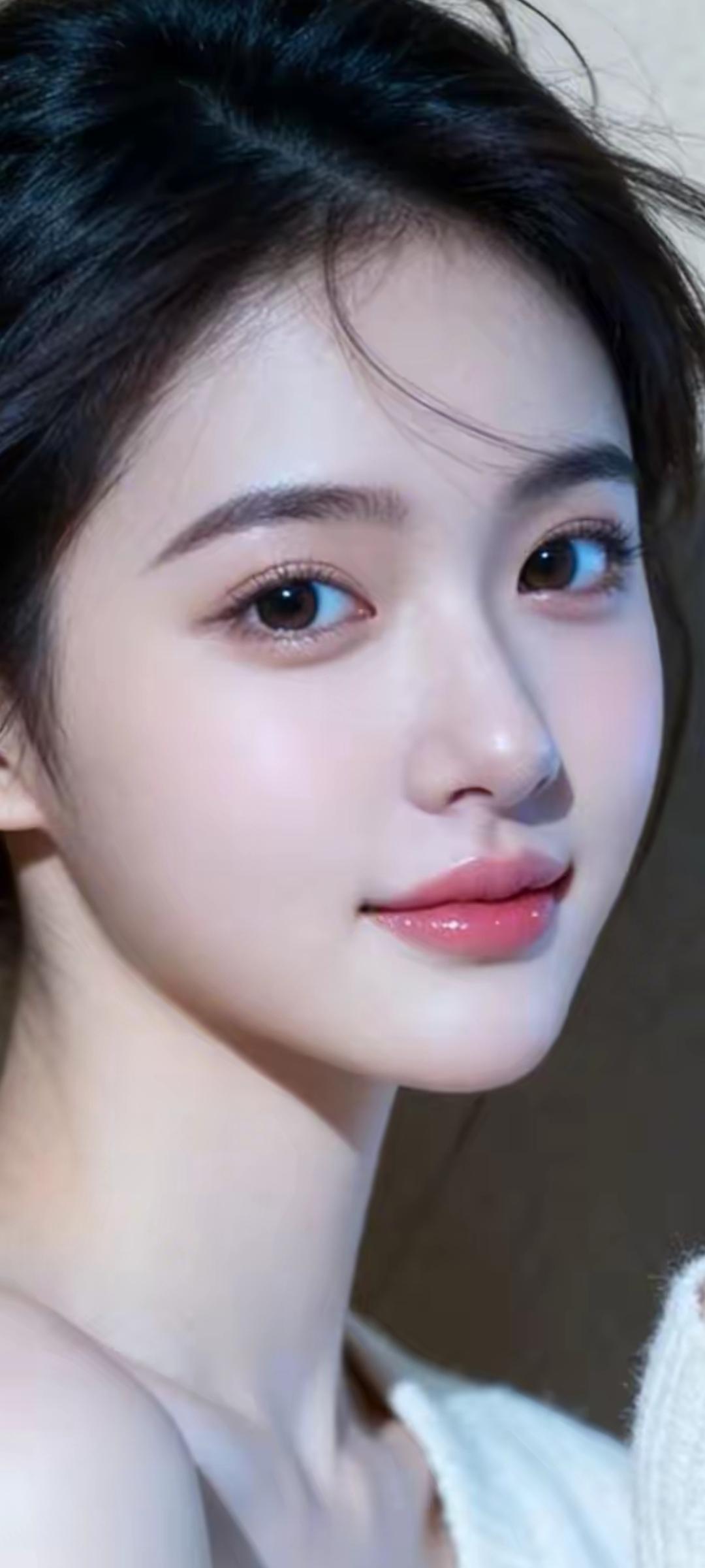 温柔甜美的少女，微笑中透出淡淡的忧郁