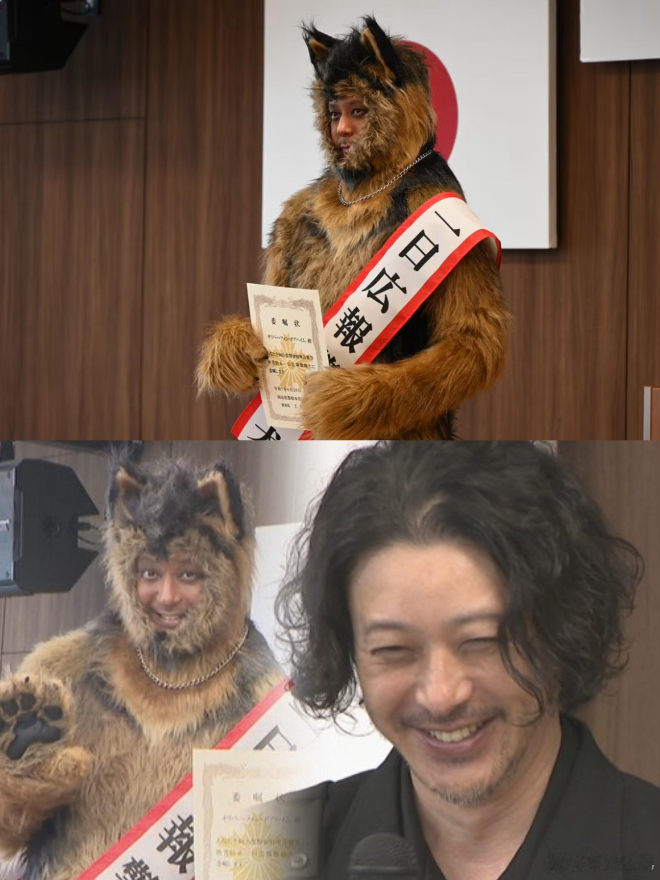 小田切让担任一日警犬哈哈哈小田切让你也太拼了吧，给新片宣传直接化身“一日警犬”，