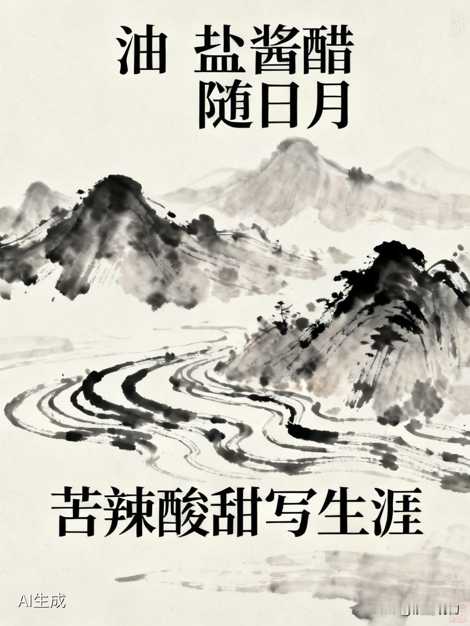 上联:油盐酱醋随日月
下联:苦辣酸甜写生涯
上联:平平仄仄平仄仄
下联:仄仄平平