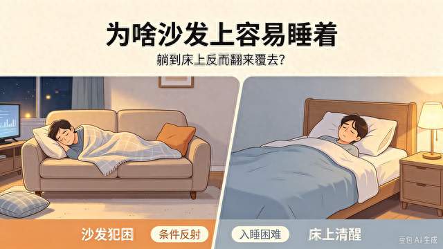 为啥在沙发上犯困秒睡，躺到床上反而翻来覆去睡不着？