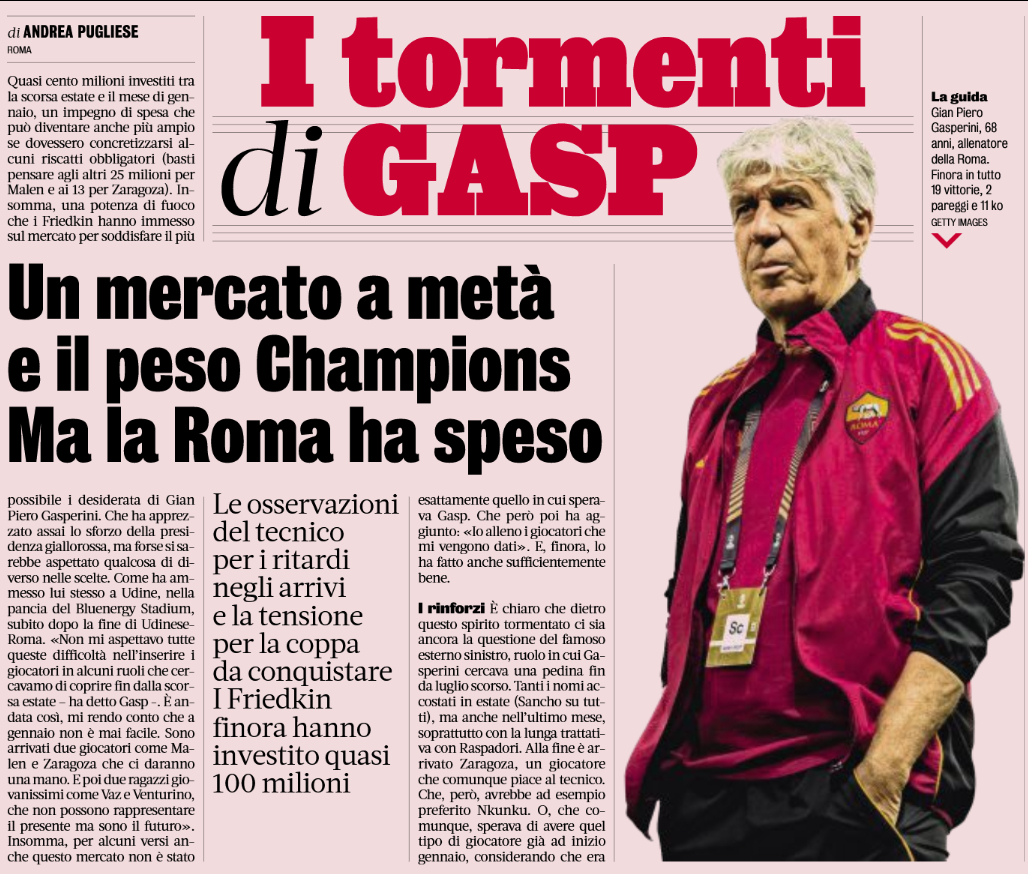 加斯佩里尼的发言也引发了外界热议……其实就是老生常谈的两件事，引援方向和建队目标