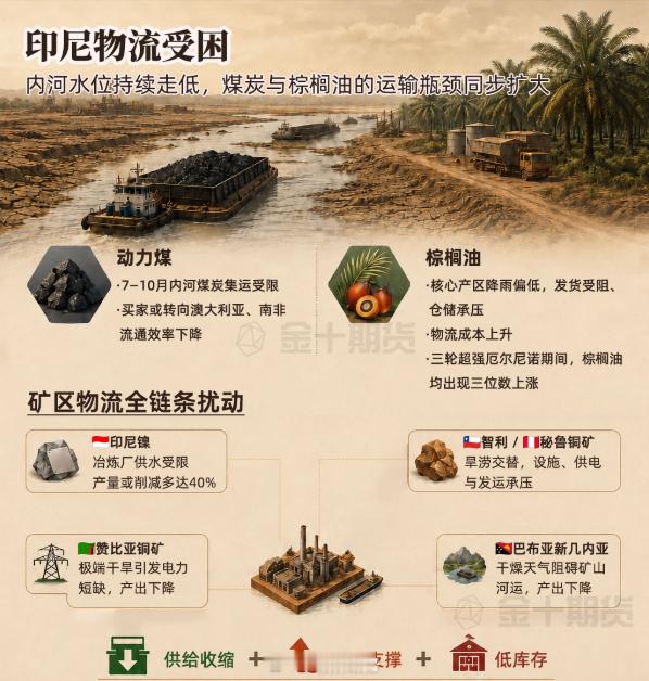 厄尔尼洛现象导致巴拿马运河危机，印尼物流受阻，对动力煤，棕榈油的影响，供应收缩+
