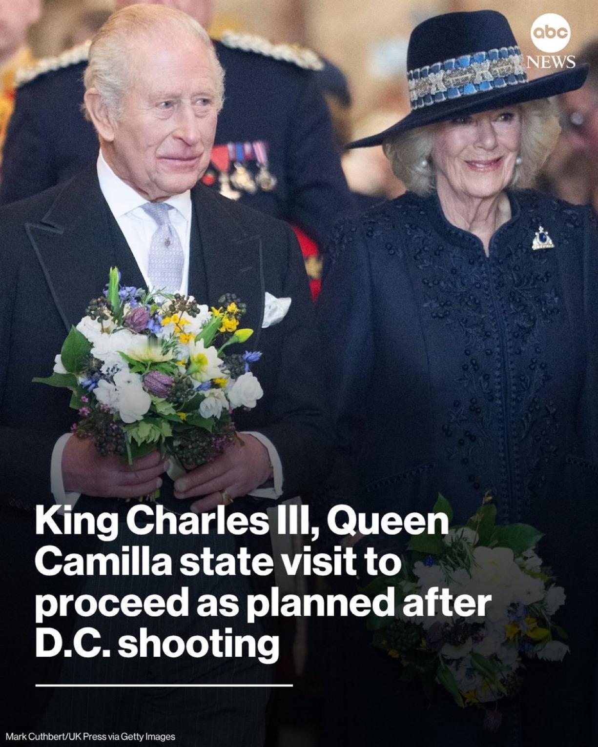 英国查尔斯三世国王和卡米拉王后将于当地时间周一继续进行他们首次正式国事访问美国，