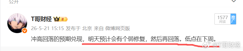 上午走势和预期一样，观察午后的回落幅度。 
