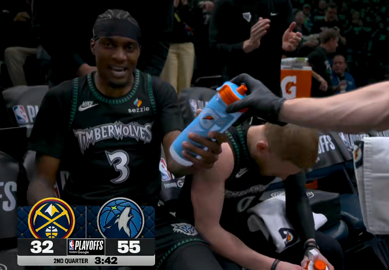 森林狼就是不断打快、不断冲你内线，冲你的“防守弱环”、试图拉爆掘金。至于手感这东