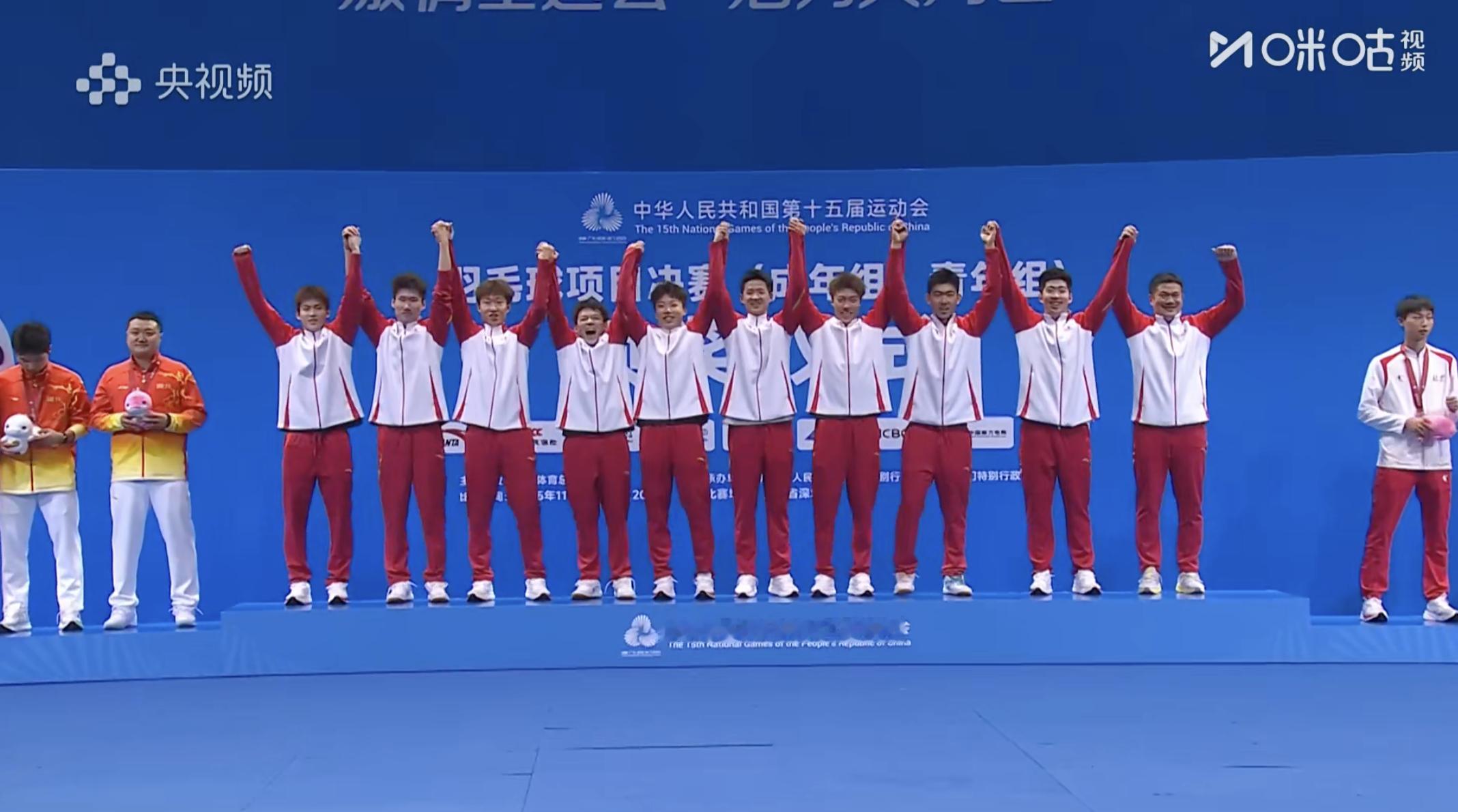 青年男团冠军：山东队青年男团亚军：湖北威克多队青年男团季军：北京队恭喜各位！🎉