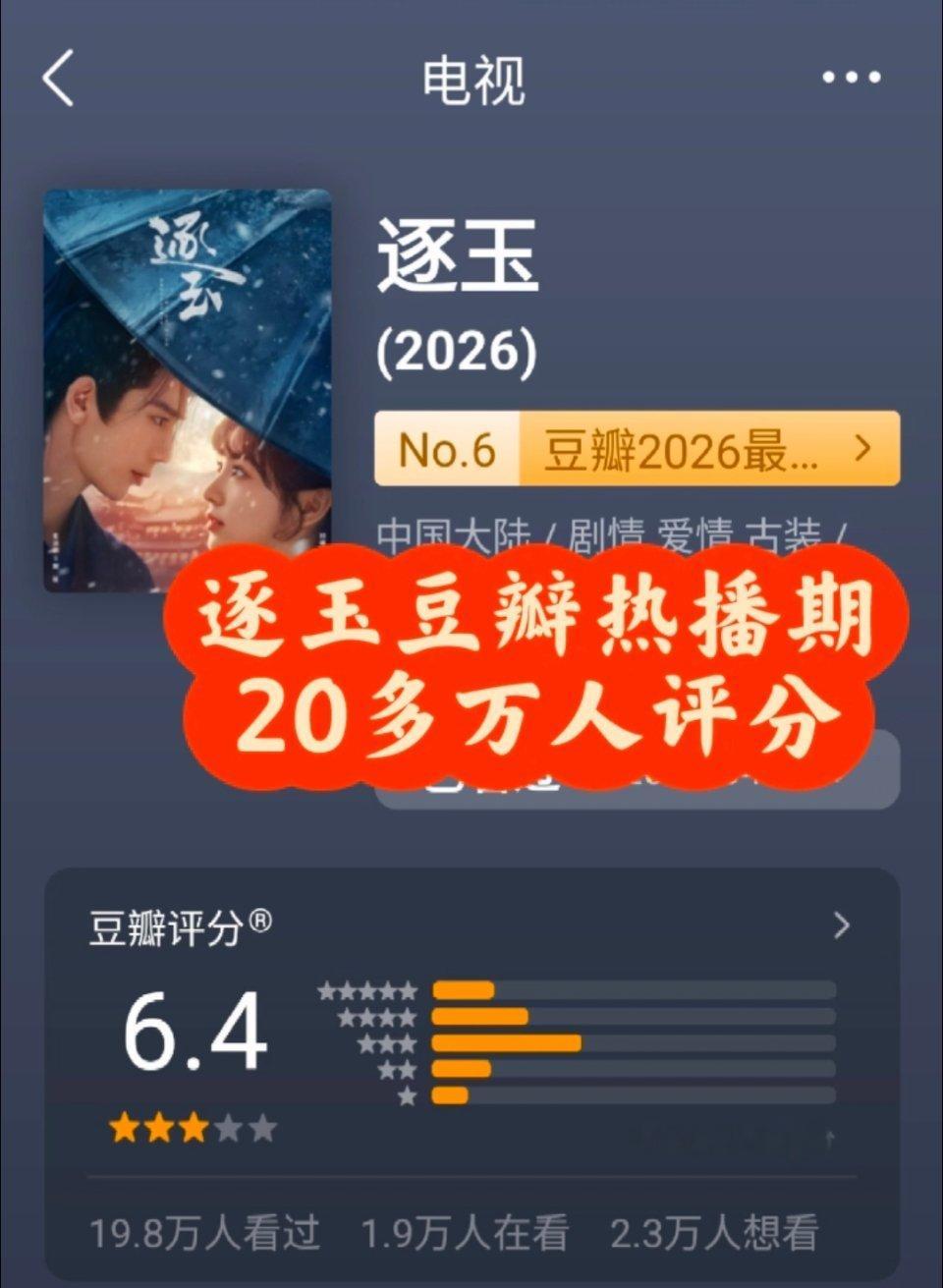逐玉和这一秒过火豆瓣评分的极致反差 