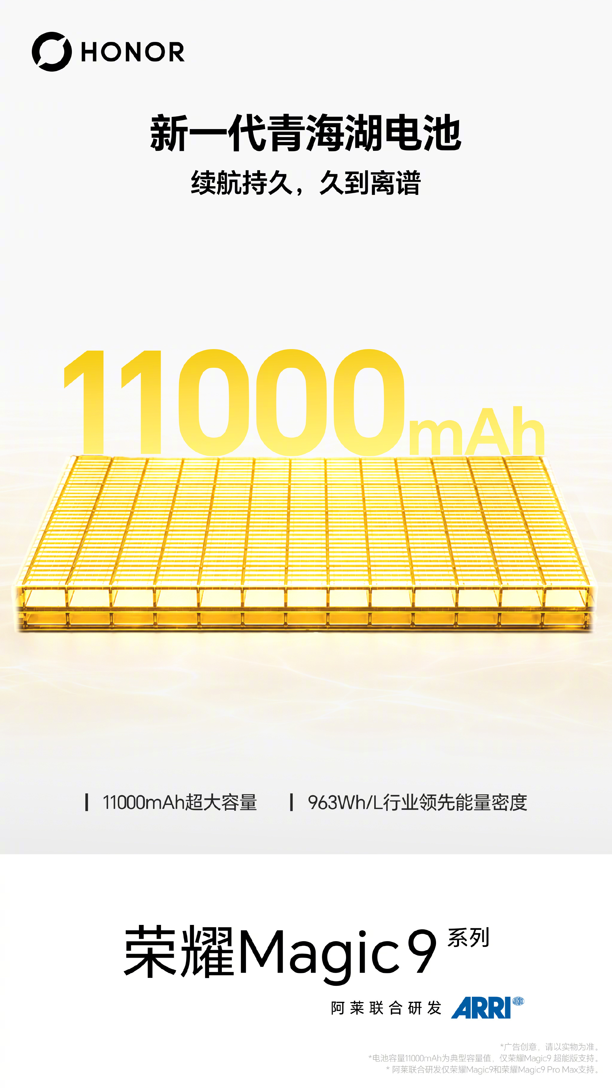 续航焦虑？不存在的⚡荣耀Magic9系列｜新一代青海湖刀片电池1000Wh/L能