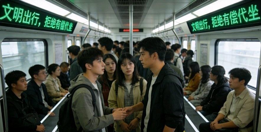 上海地铁有偿代坐2人被训诫
郭某与翁某编造“地铁有偿代坐”服务并发布的行为，看似