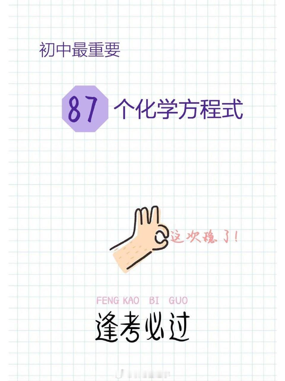 初中最重要的87个化学方程式，中考必背 ​​​