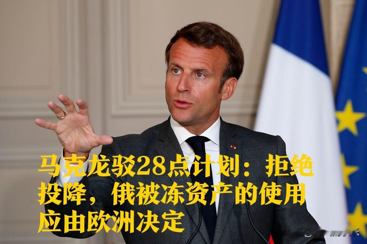 马克龙驳28点计划：拒绝投降，俄被冻资产的使用应由欧洲决定

     据外媒美
