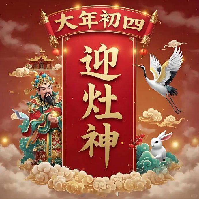 大年初四🧨大年初四，迎灶神，接福星，丰衣足食，家和万事兴。第一电动㊗️各位喜乐