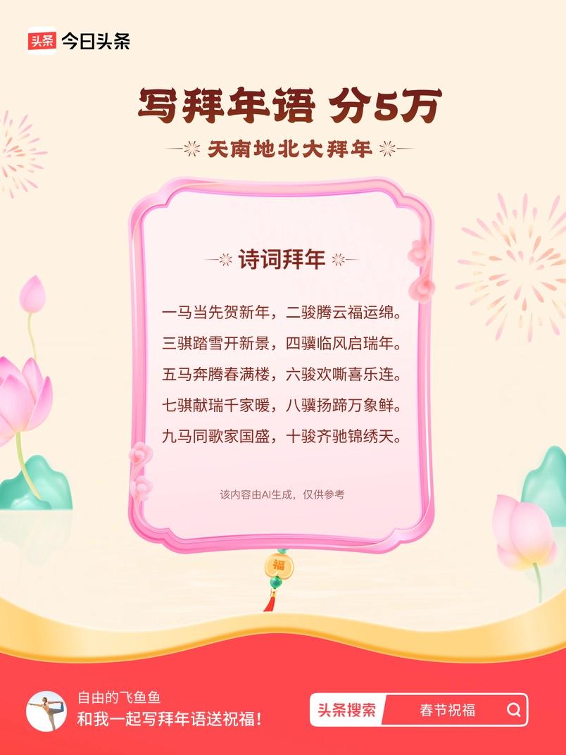 三骐踏雪开新景，四骥临风启瑞年。 五马奔腾春满楼，六骏欢嘶喜乐连。 七骐献瑞千家