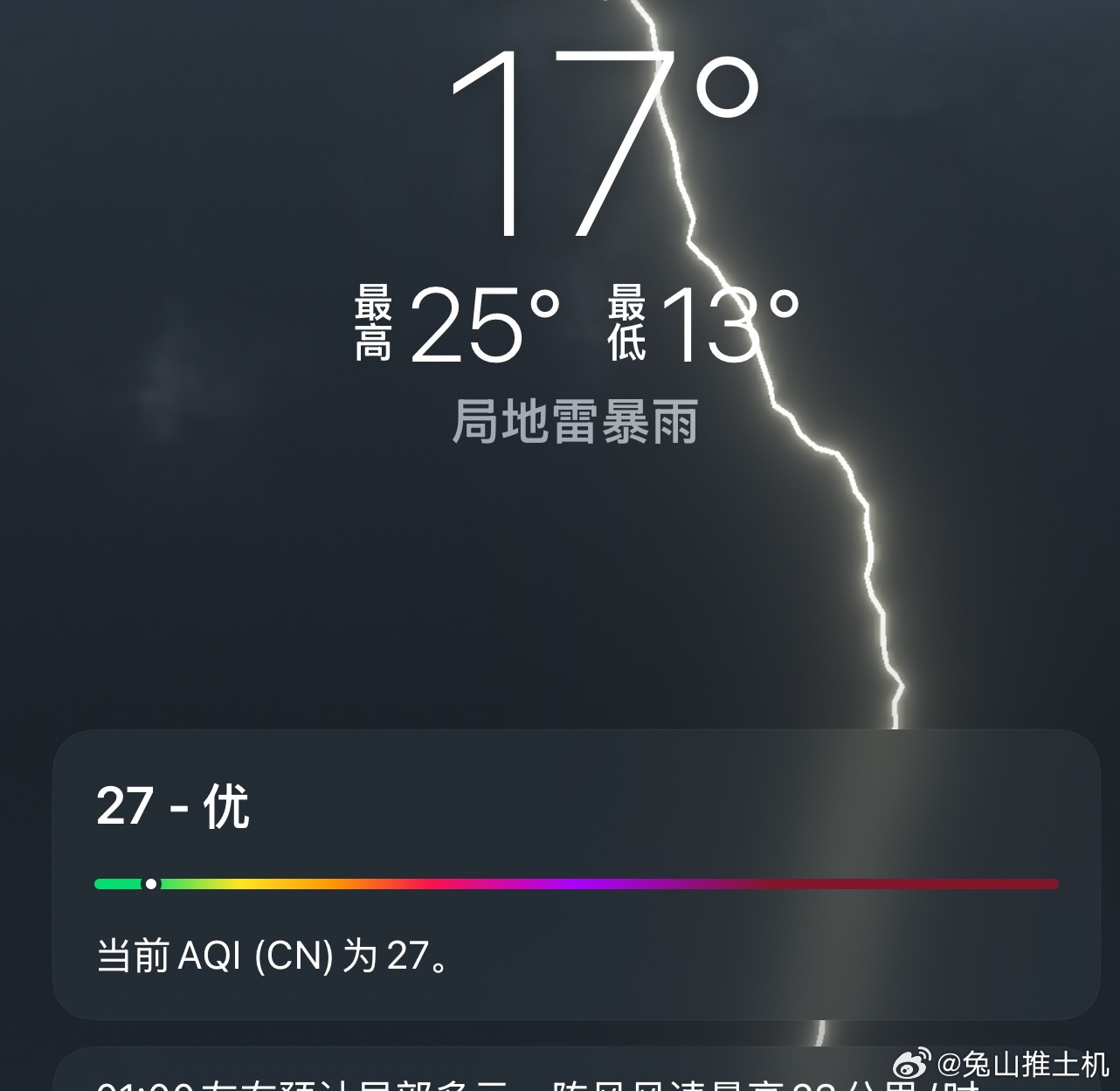 是真的雷暴雨，外加超大风，甚至感觉还有冰雹[祈祷] ​​​