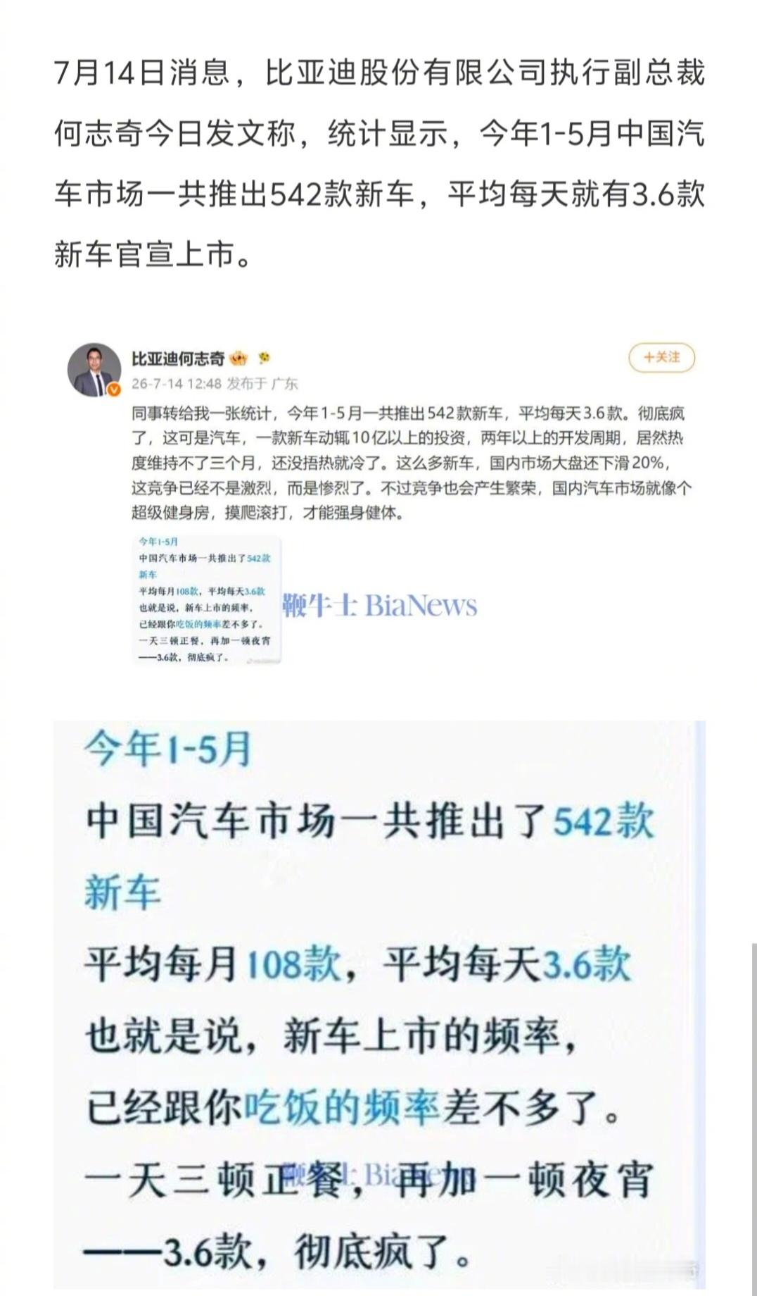 2026年1—5月，平均每天发布3.6款车。我觉得，都到淘汰赛阶段了，每家都必须