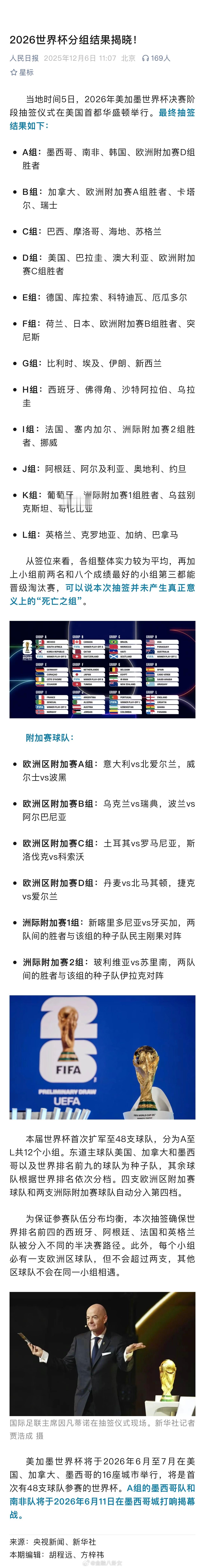 2026世界杯分组结果揭晓世界杯分组