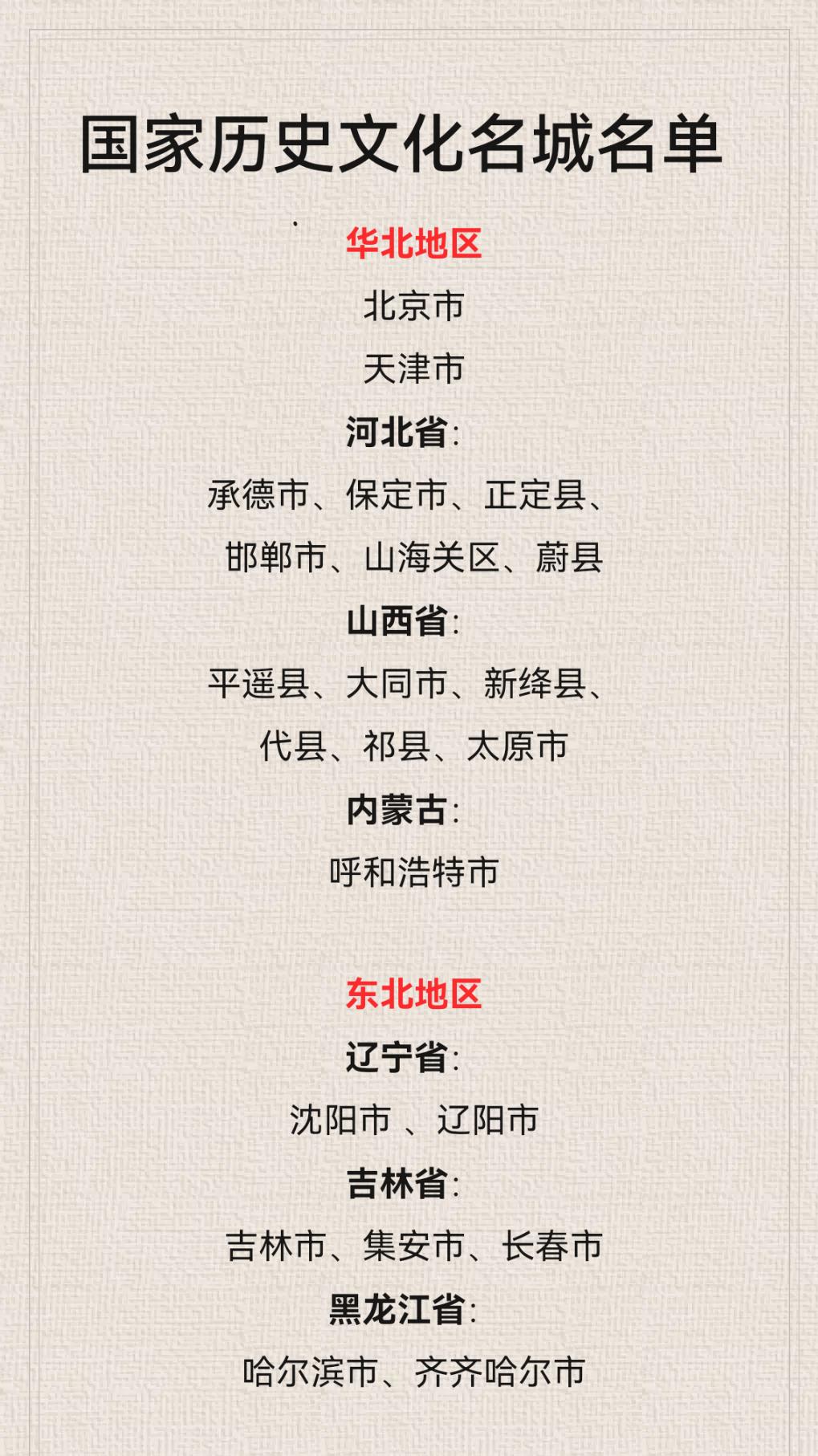 国家历史文化名城最新最全清单。国家历史文化名城，中国五千年的历史孕育出了一些因深厚的文化底蕴和发生过重大历史事件而青史留名的城市。这些城市，有的曾是王朝都城；有的曾是当时的政治、经济重镇；有的曾是重大历史事件的发生地；有的因为拥有珍贵的文物遗迹而享有盛名；有的则因为出产精美的工艺品而著称于世。它们的留存，为人们回顾中国历史打开了一个窗口。清单为截止20231012整理。