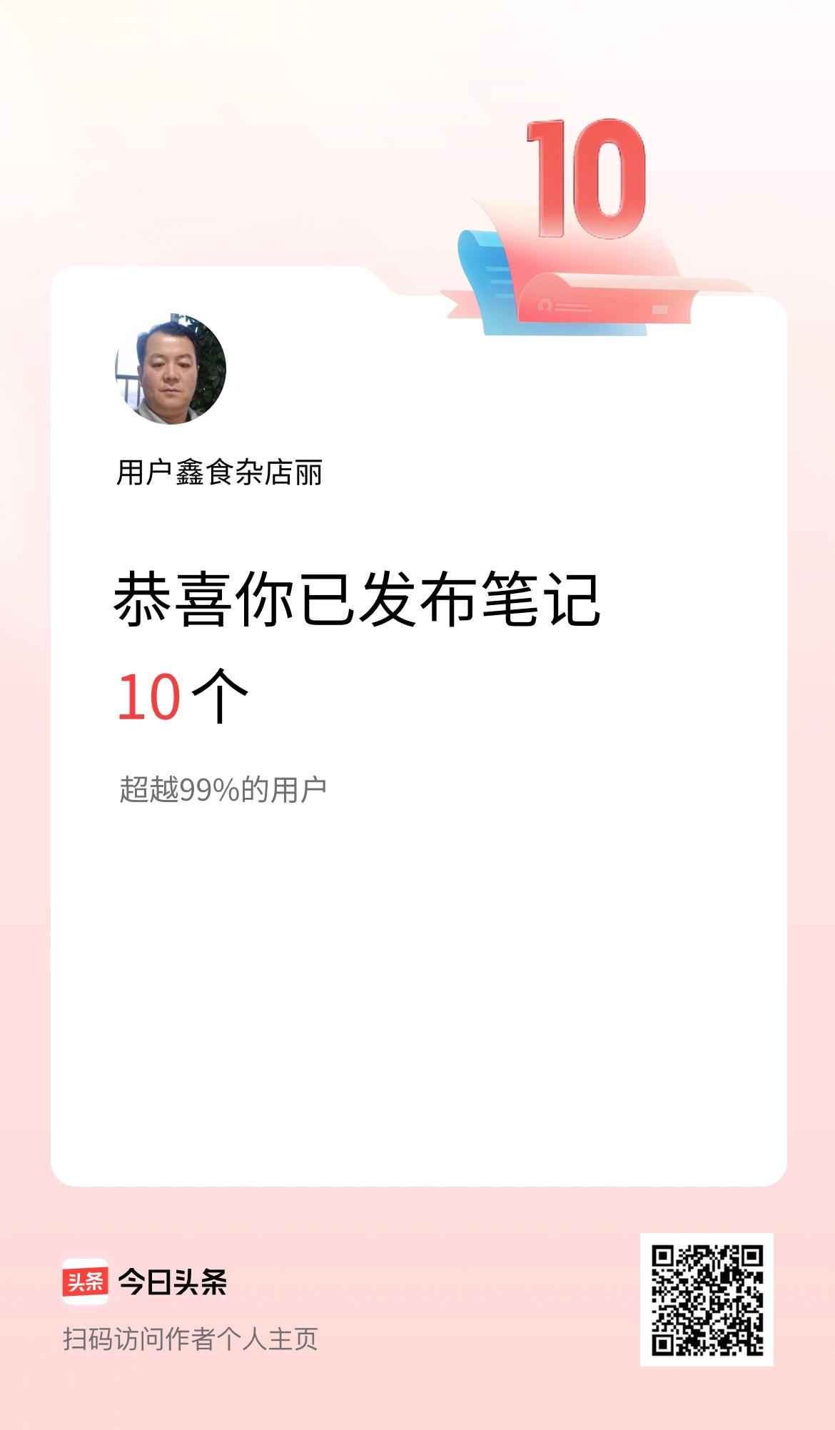 我在头条累计投稿笔记10个