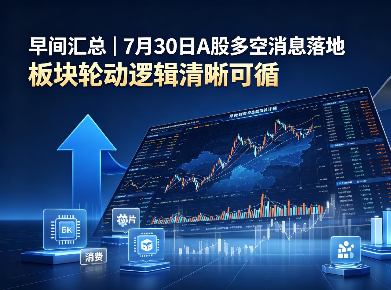 【早间汇总】7月30日A股多空消息落地，板块轮动逻辑清晰可循
 
提示：理财有风