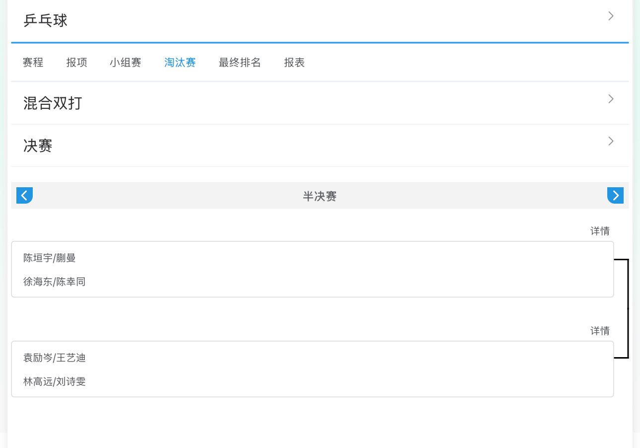 乒乓球混双四强陈垣宇/蒯曼(江苏)vs徐海东/陈幸同(辽宁)袁励岑/王艺迪(辽宁