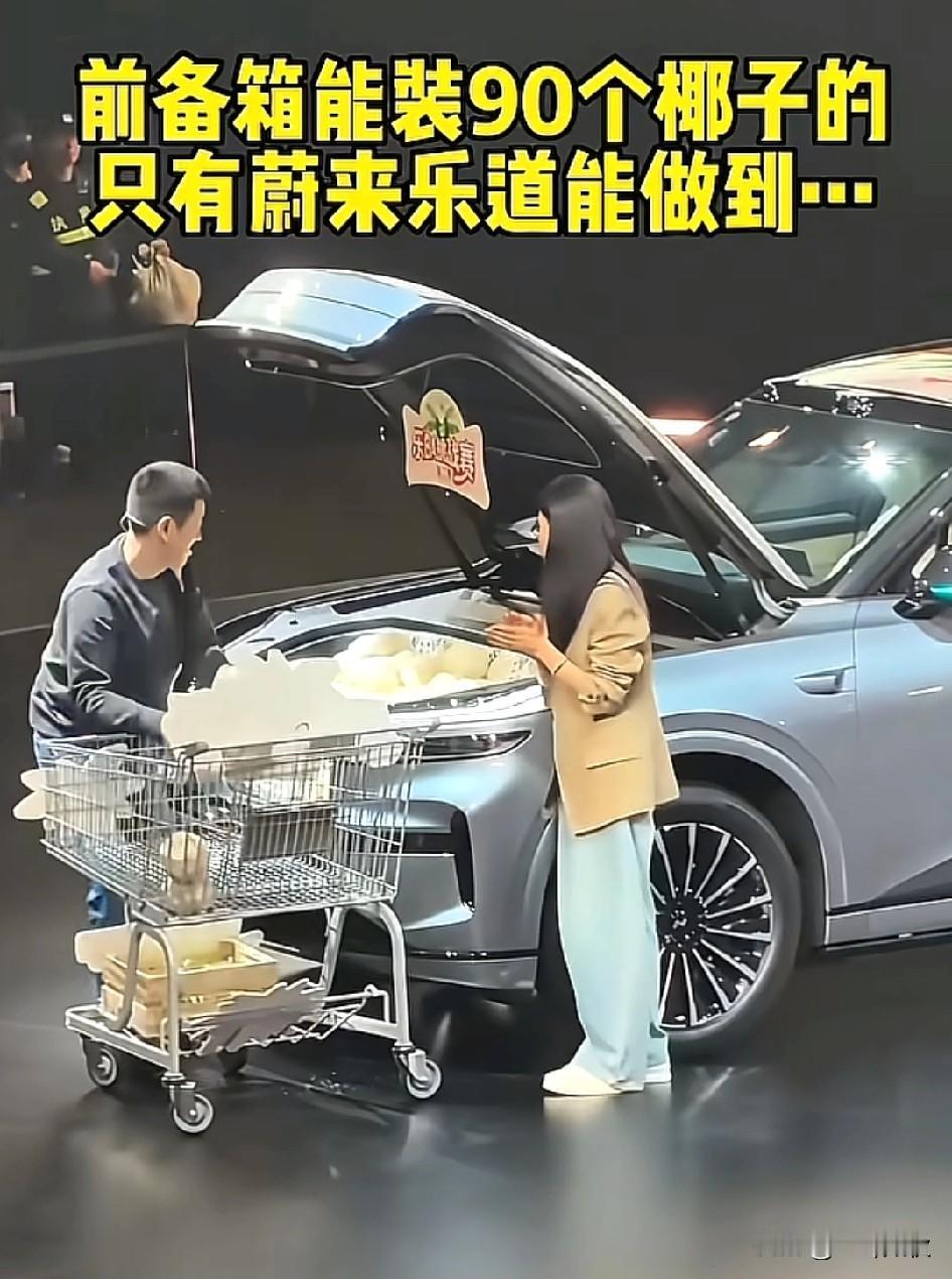 论新能源汽车的装载能力，蔚来乐道能装90个椰子，余承东问界M6能装两个行李箱，还