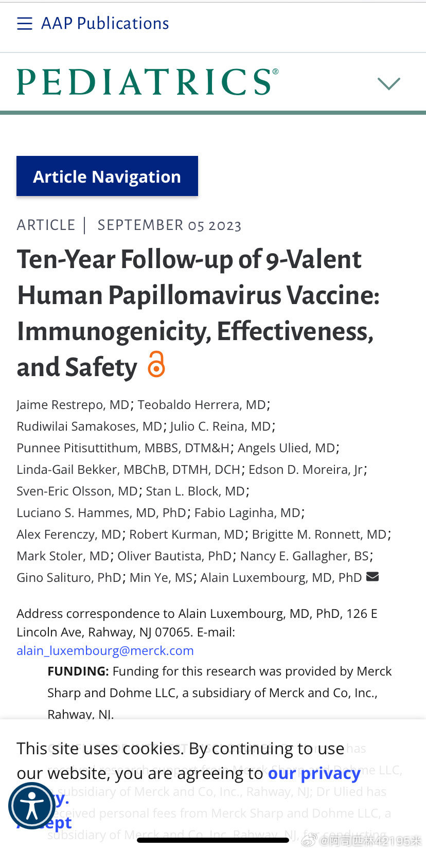 新研究，对近 1300 名接种9 价 HPV 疫苗的男女随访10 年后，发现仅有