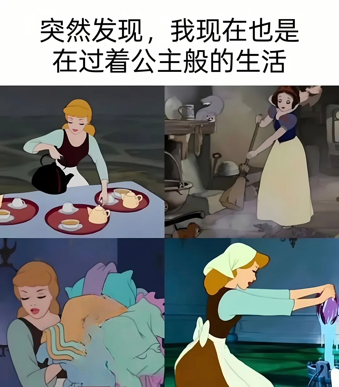 表面是白雪公主，实际是灰姑娘meme