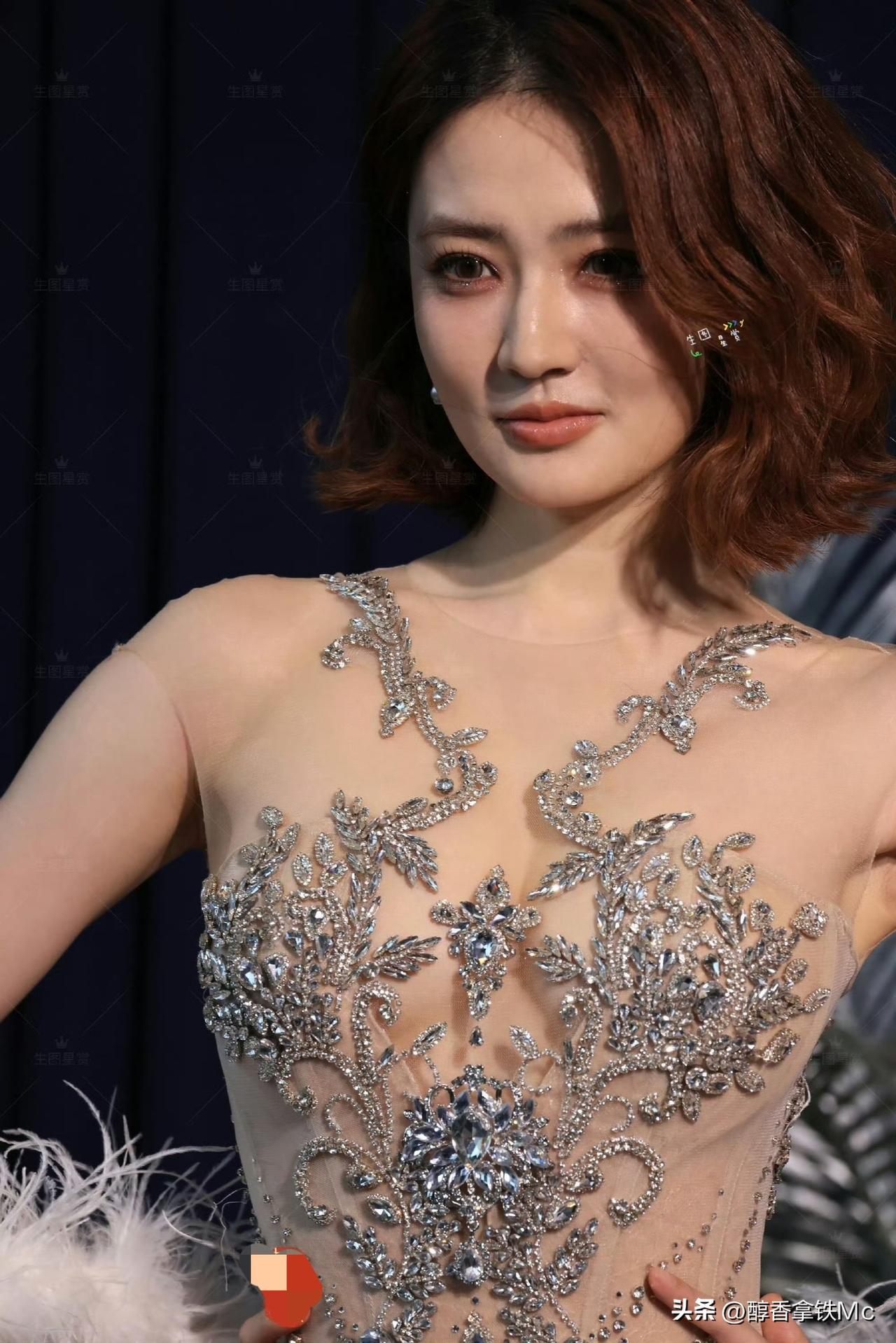徐璐，优雅白裙，闪耀珠宝，红毯上的迷人风采徐璐抹胸裙 徐璐蝴蝶骨自拍 徐璐走秀