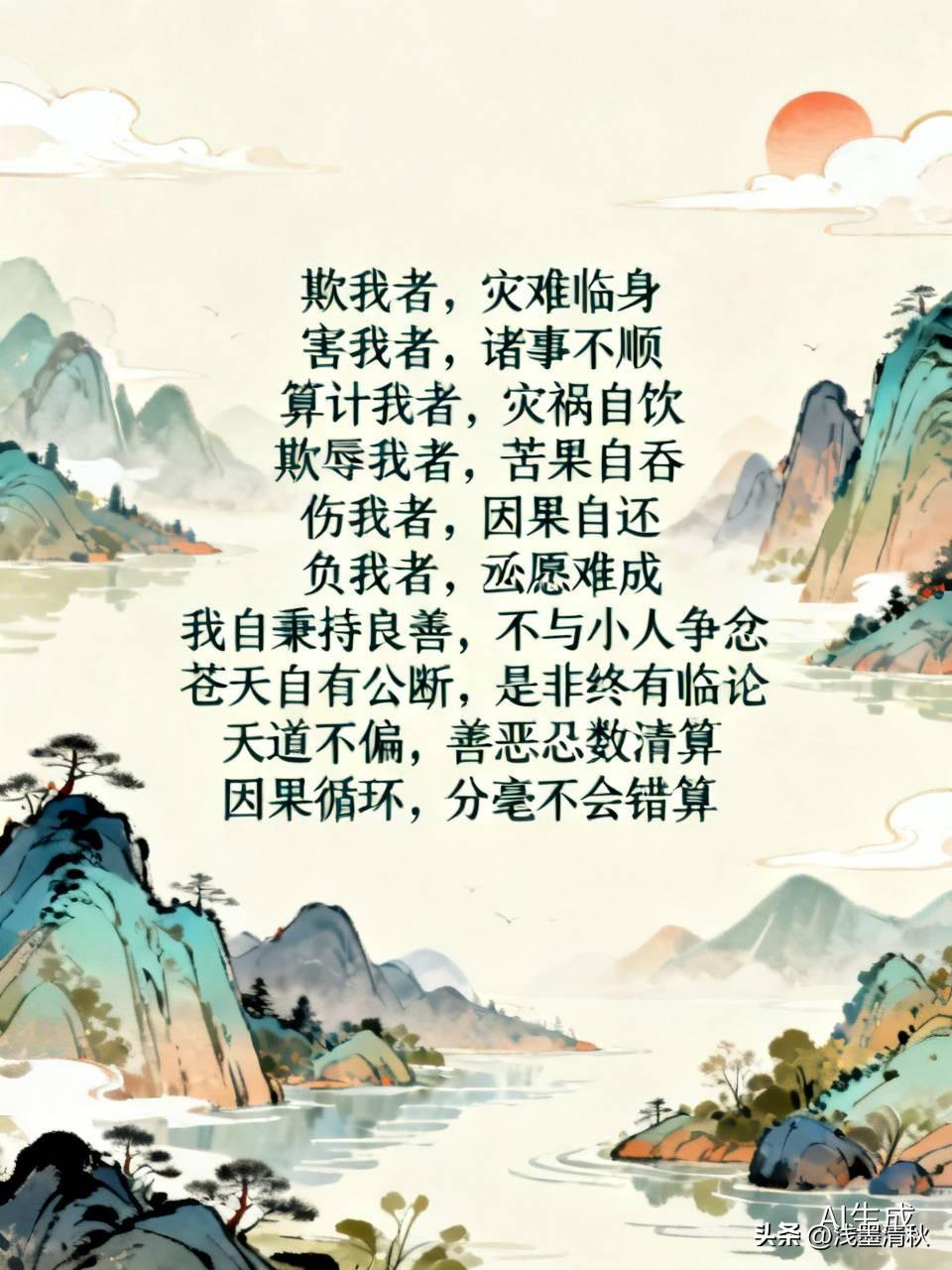 欺我之人，灾厄即刻临身
害我之人，万事皆难顺遂
算计我之人，祸端自揽入怀
欺辱我