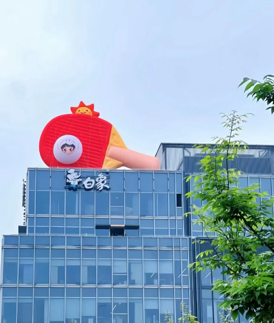 孙颖莎巨型卡通装饰当然是要置顶这样炫耀的呀孙颖莎的球，是一分一分用心拼出来的白象