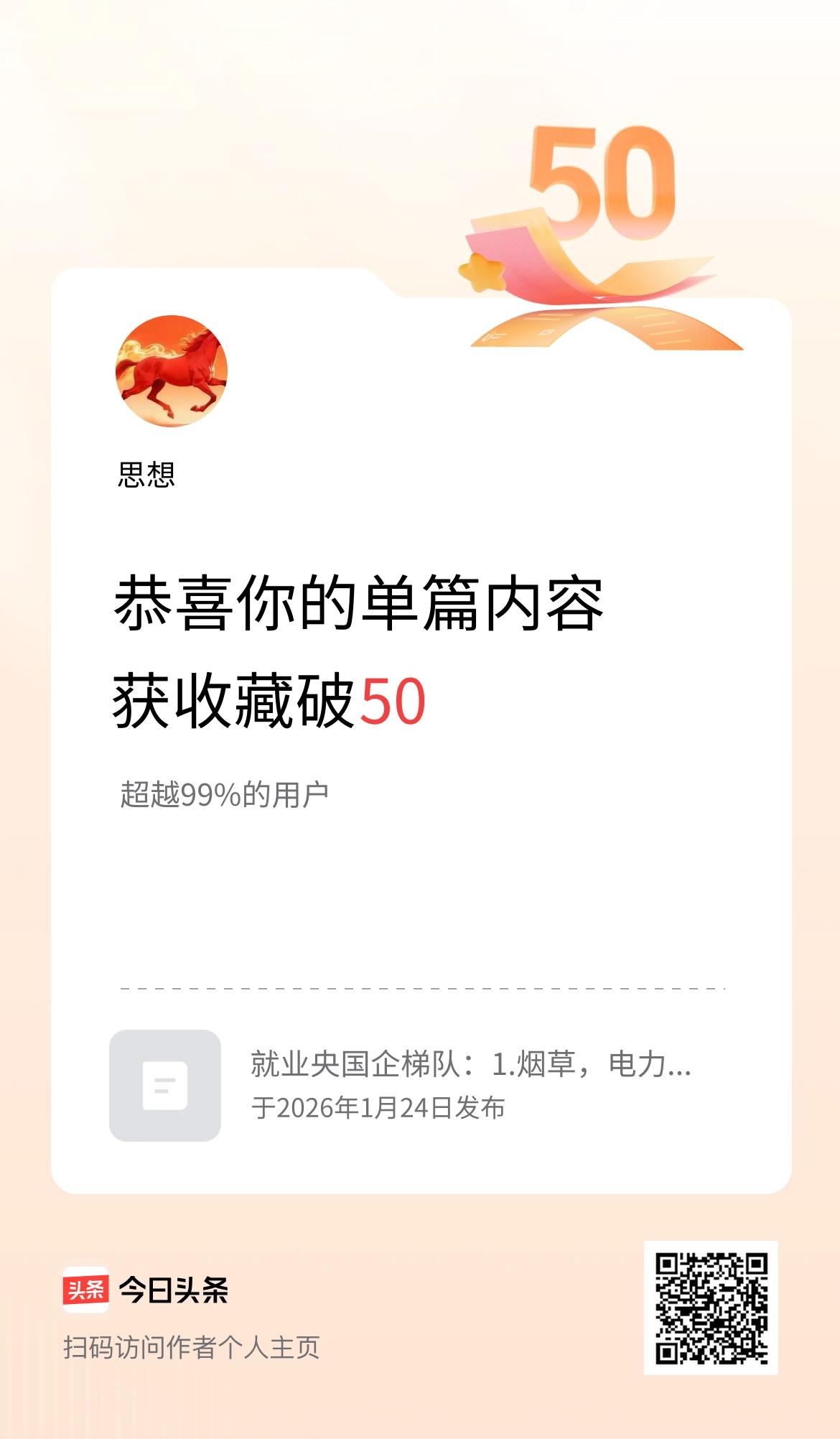 单篇内容获收藏量破50啦！
