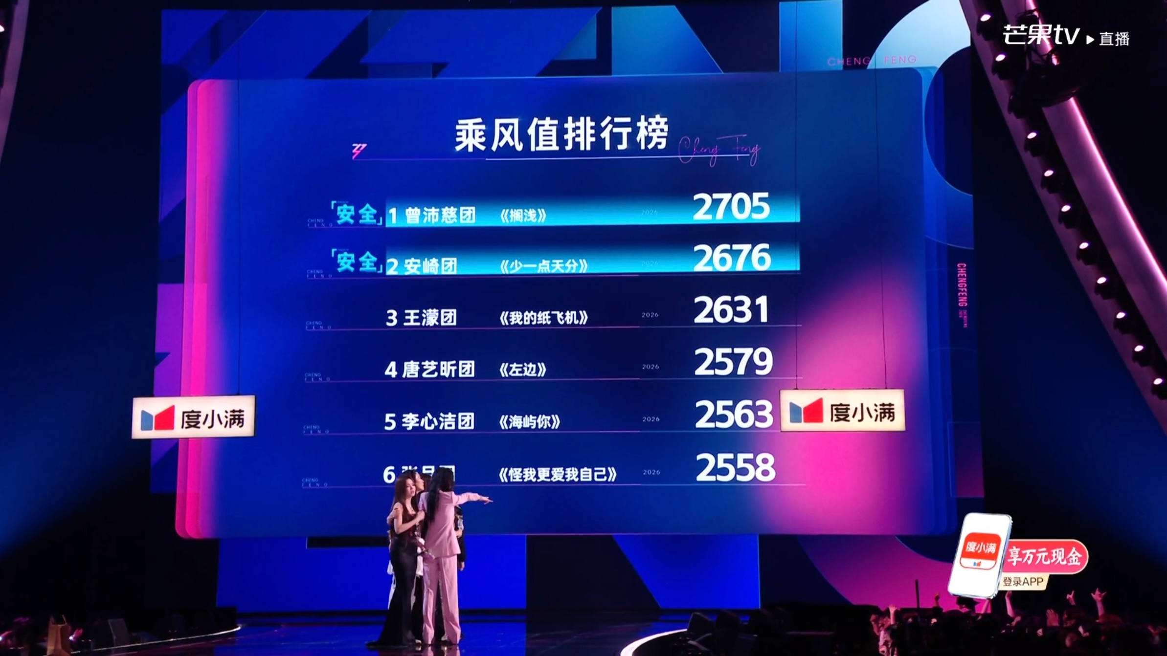 浪姐四公排名出来了虐心故事又要开始了…