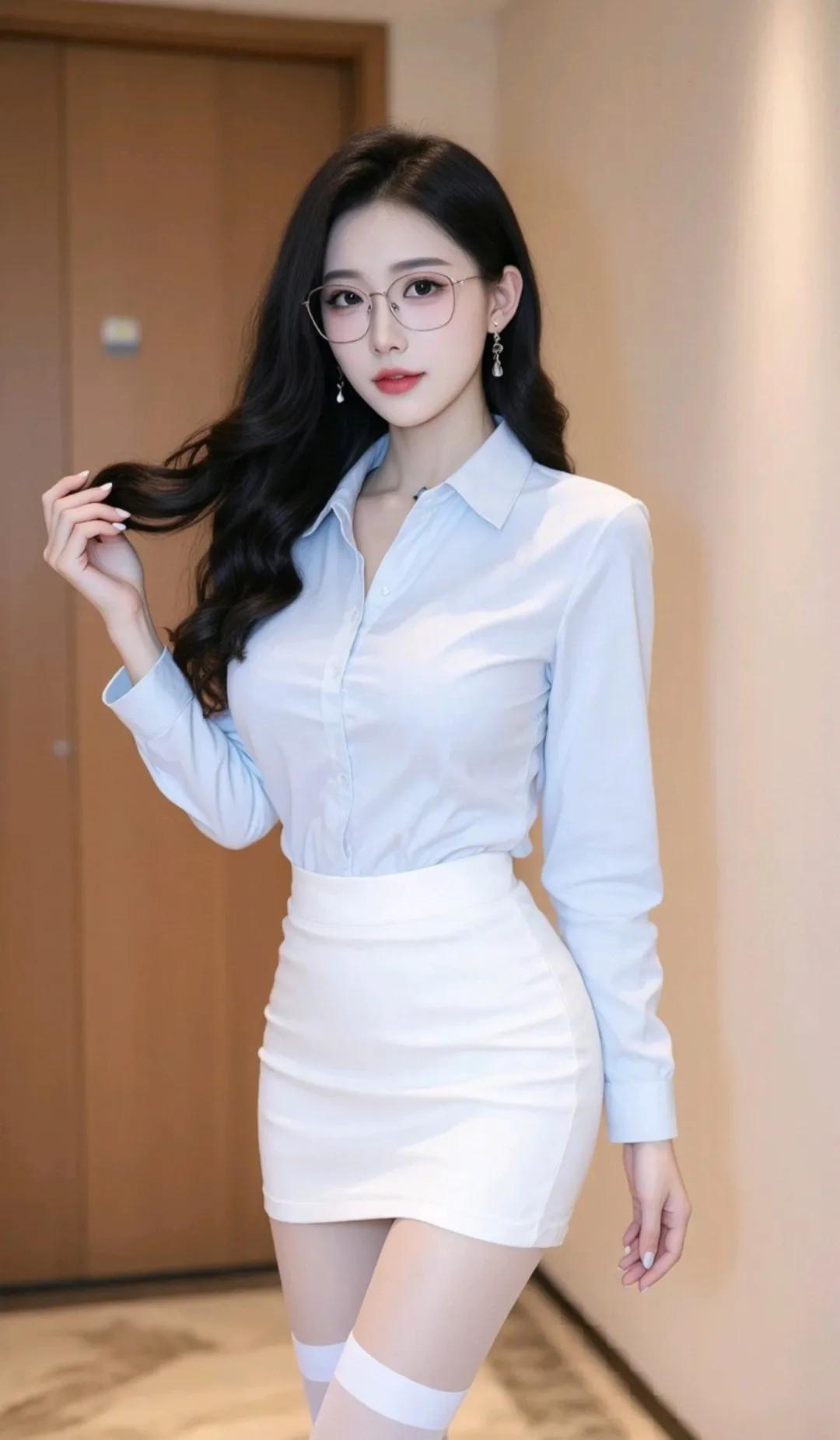 优雅职场风穿搭，简约白衬衫+高腰短裙，气质满分！👠💄