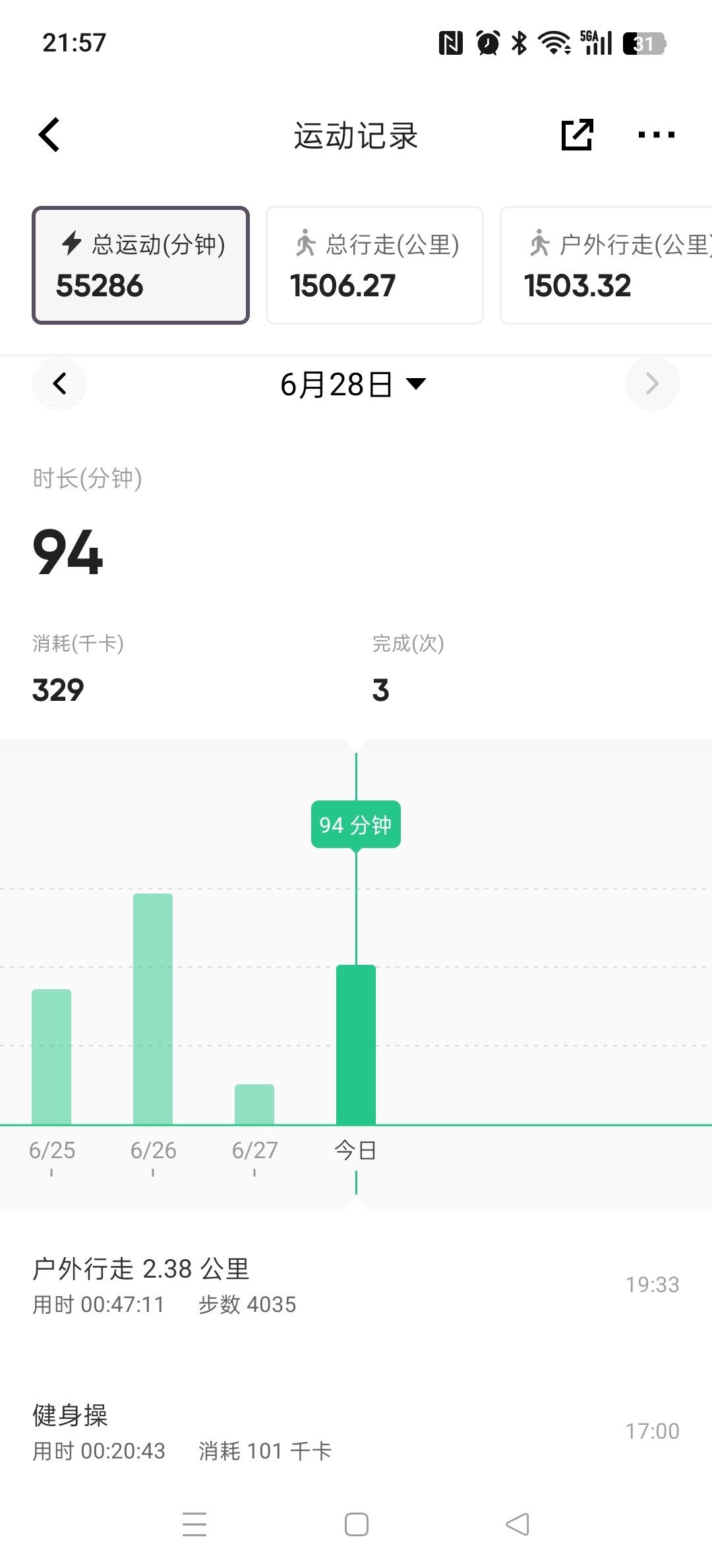 坚持运动打卡小哑铃健身操20分钟+散步🚶🏻♀️运动起来呀🦆虞书欣粉丝专属减