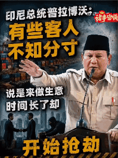 普拉博沃：有些客人不知分寸，说是来做生意，
时间长了却开始抢劫

印尼居然在拐着