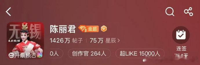 陈丽君超like突破15000人，女明星的前五名，流量花里的独一份戏曲路线，戏永