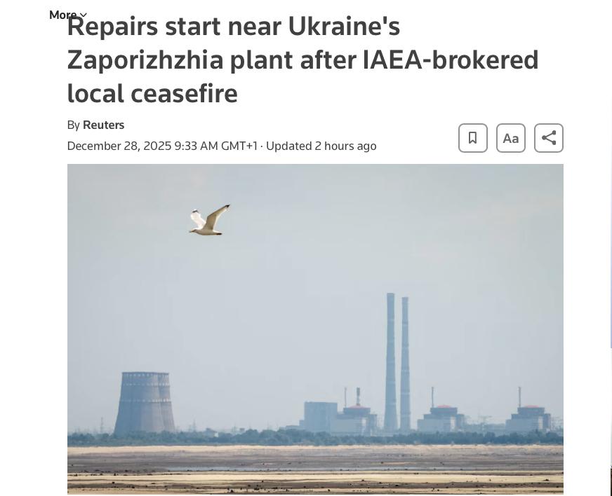 突发：路透社今天报道，俄罗斯和乌克兰宣布在扎波罗热核电站达成临时停火协议——担忧