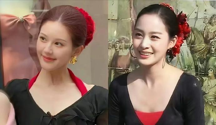 赵露思与金泰熙，眉眼间似有神韵相通，气质上亦有几分相似，仿若跨越时空的奇妙呼应。