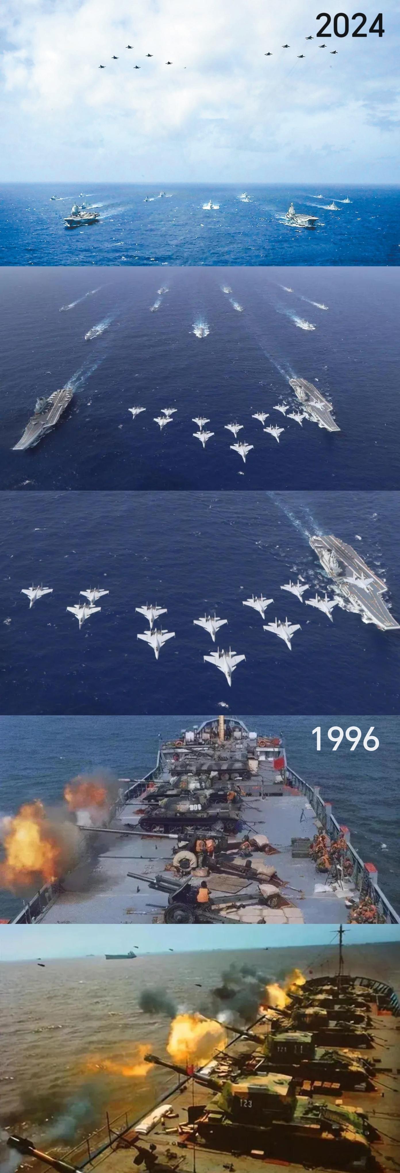 从1996年陆炮上舰到2024年双航母舰队驰骋大洋，28年过去，弹指一挥间，说实