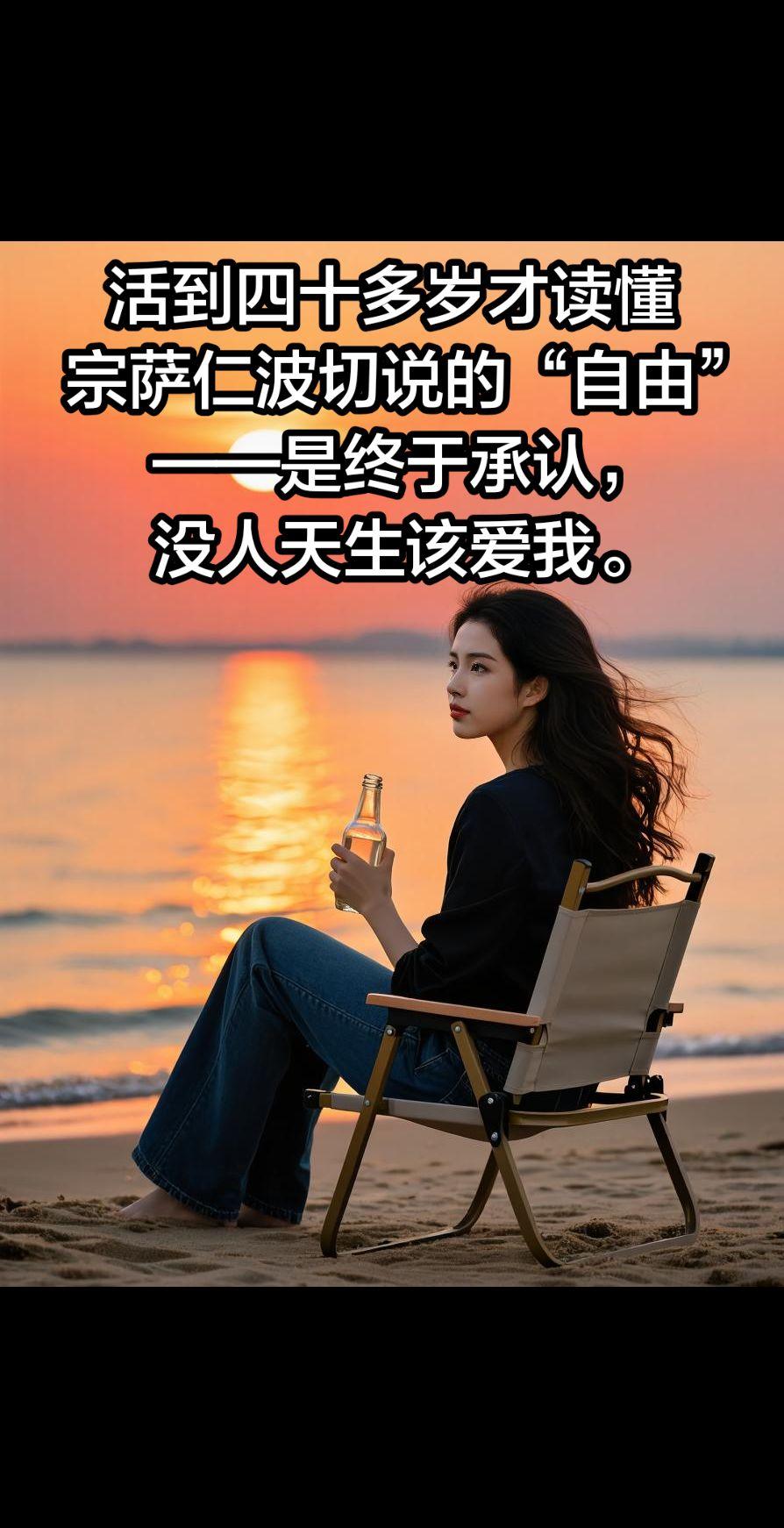 “自由”是终于承认没人天生该爱自己。年轻时总抱着满心期待：盼亲人能懂我...