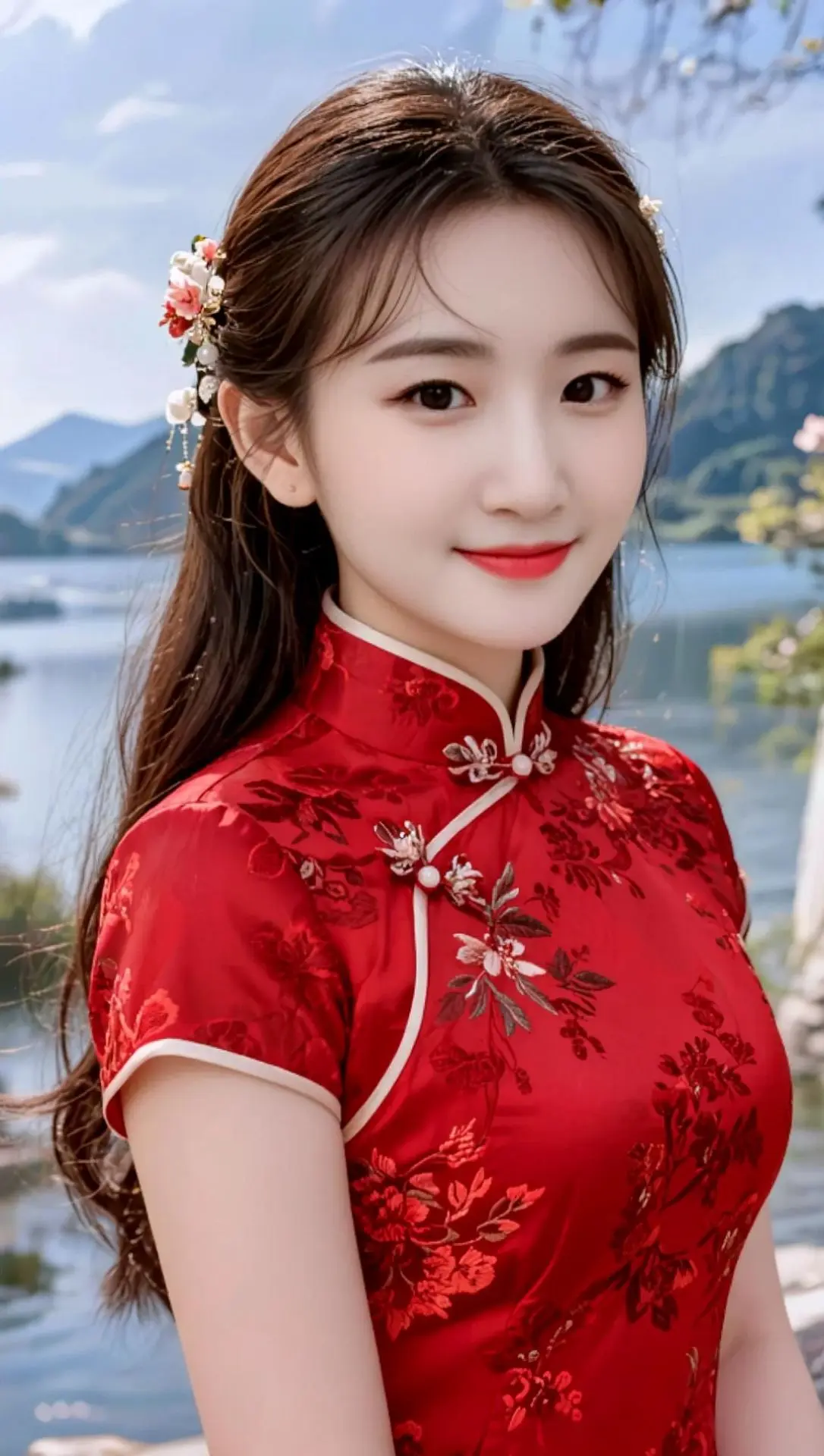 AI湖畔旗袍照 随变ai随便玩