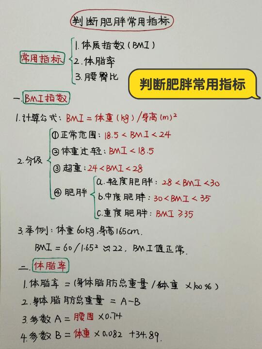 今日学习打卡——判断肥胖常用指标
